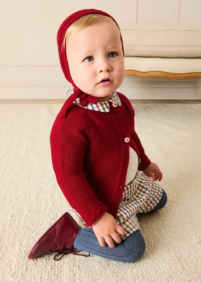 Sinclair Check Polo Collar Bodysuit in Red (6mths-3yrs) Tops & Bodysuits from Pepa London