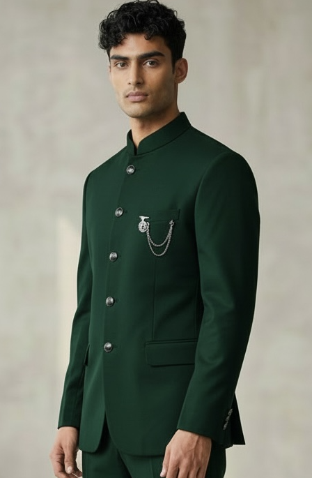 Size 36" - Mens Bottle Green BandhGala / Prince / Chinese Collar Jacket - Fantastic Fit - CS2201 JP 0822