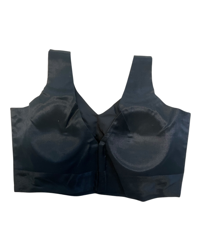 Size 38" / UK 12 - Black - Silky Saree blouse with cups,  Sleeveless - UK Stock - Quick Delivery - RNK - R722A-KY