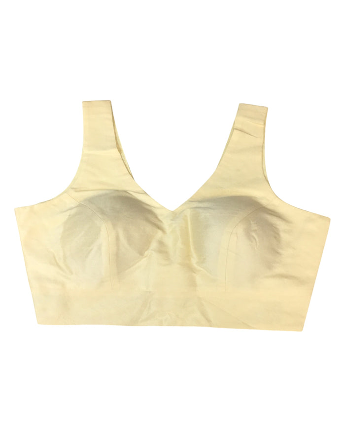 Size 38" / UK 12 - Cream - Silky Saree blouse with cups,  Sleeveless  - UK Stock - Quick Delivery - RNK - R722A-KY