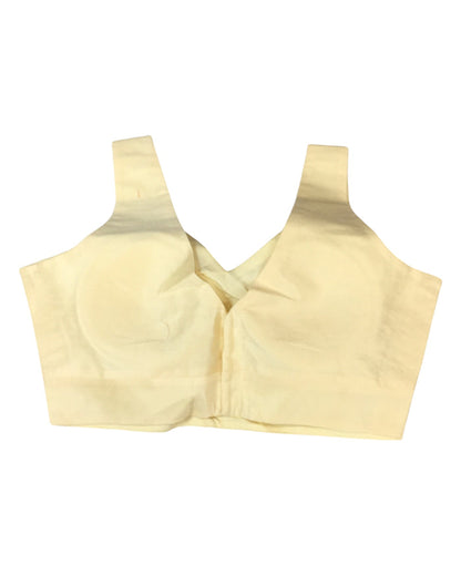 Size 38" / UK 12 - Cream - Silky Saree blouse with cups,  Sleeveless  - UK Stock - Quick Delivery - RNK - R722A-KY