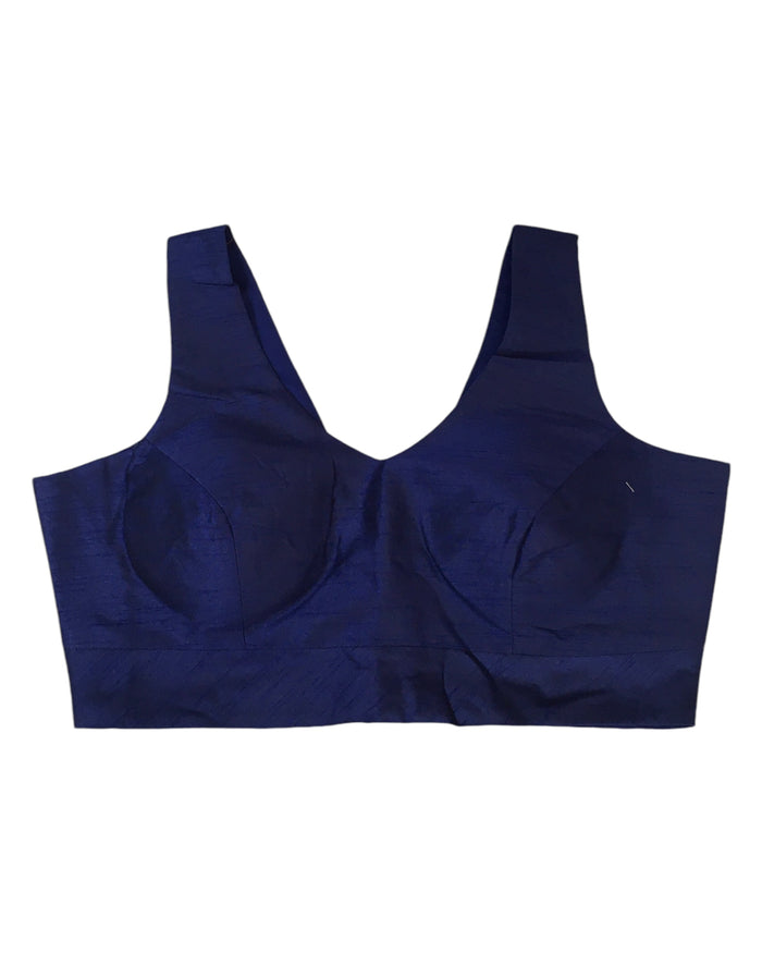 Size 38" / UK 12 - Navy Blue - Silky Saree blouse with cups,  Sleeveless - UK Stock - Quick Delivery - RNK - R722A-KY