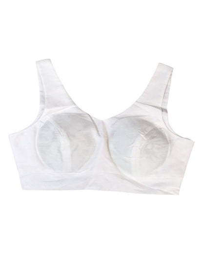 Size 38" / UK 12 - White - Silky Saree blouse with cups,  Sleeveless - UK Stock - Quick Delivery - RNK - R722A-KY