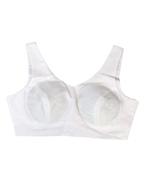 Size 38" / UK 12 - White - Silky Saree blouse with cups,  Sleeveless - UK Stock - Quick Delivery - RNK - R722A-KY