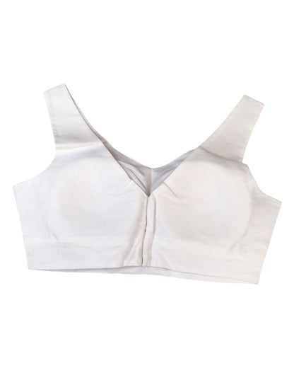 Size 38" / UK 12 - White - Silky Saree blouse with cups,  Sleeveless - UK Stock - Quick Delivery - RNK - R722A-KY
