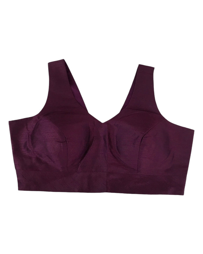 Size 38" / UK 12 - Wine - Silky Saree blouse with cups,  Sleeveless - UK Stock - Quick Delivery - RNK - R722A-KY