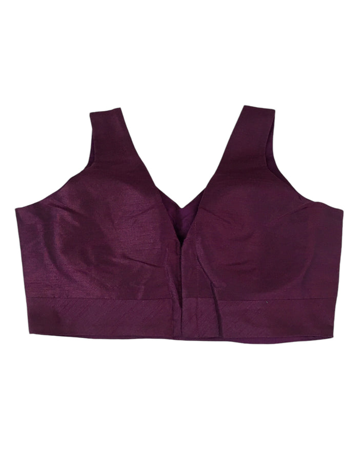 Size 38" / UK 12 - Wine - Silky Saree blouse with cups,  Sleeveless - UK Stock - Quick Delivery - RNK - R722A-KY
