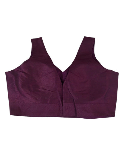 Size 38" / UK 12 - Wine - Silky Saree blouse with cups,  Sleeveless - UK Stock - Quick Delivery - RNK - R722A-KY