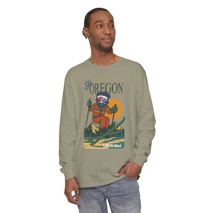 Ski Oregon - Life is DeadMountain Collection Garment-Dyed Long Sleeve T-Shirt