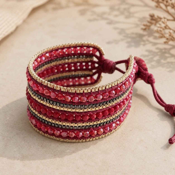 Sol Glass Beaded Gold Chain Elegant Bracelet - Thailand