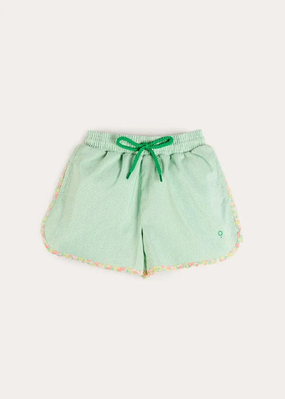 Striped Annie Apple Trim Detail Swim Shorts in Green (12mths- 10yrs) SWIMWEAR from Pepa London