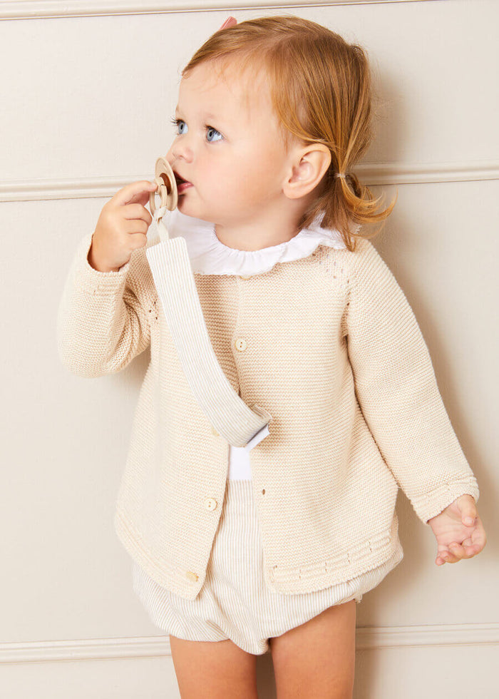 Striped Clip Dummy in Beige ACCESSORIES from Pepa London