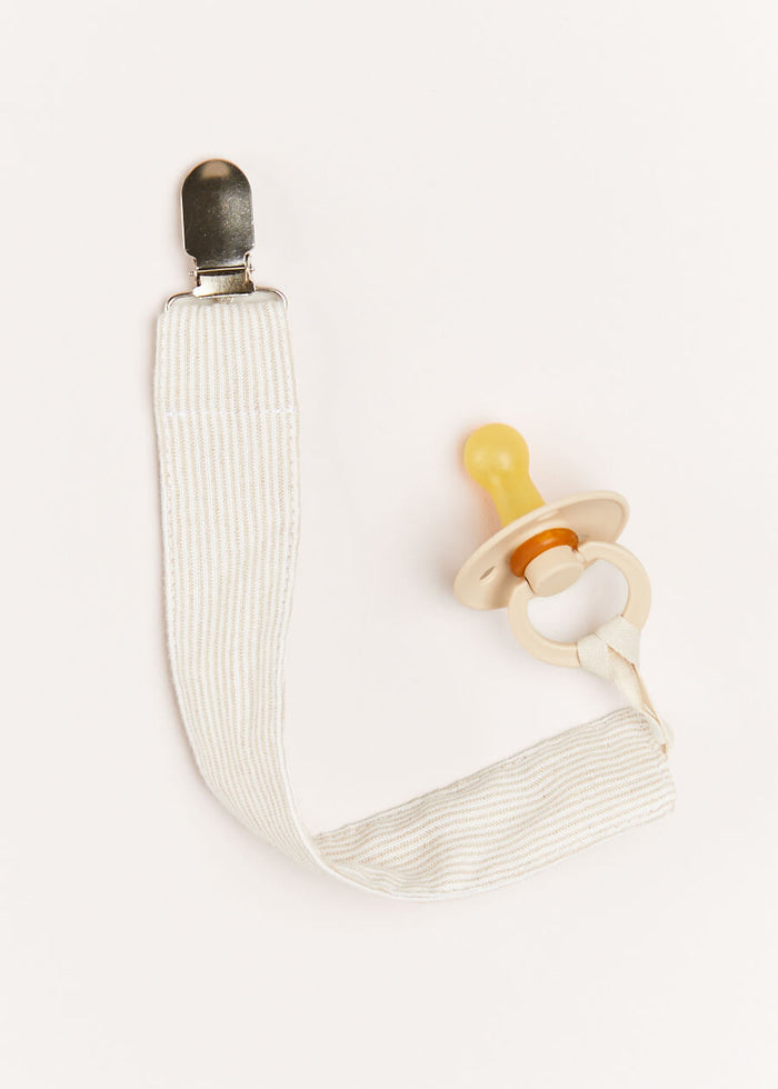 Striped Clip Dummy in Beige ACCESSORIES from Pepa London