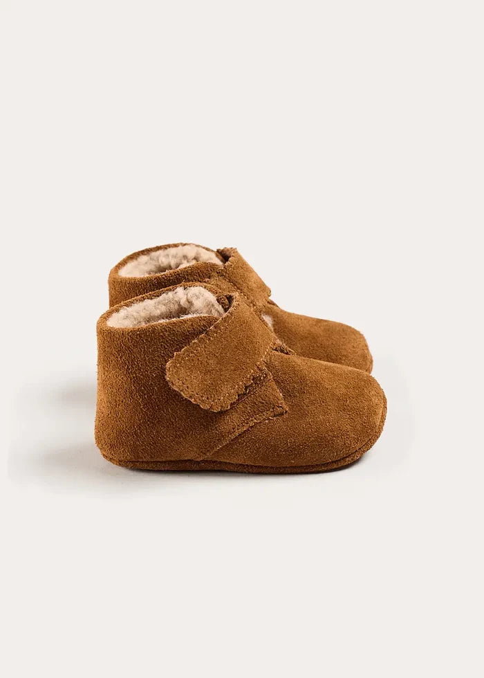 Suede Fleece Lined Booties in Camel (17-20EU) SHOES from Pepa London
