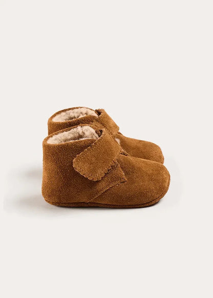 Suede Fleece Lined Booties in Camel (17-20EU) SHOES from Pepa London