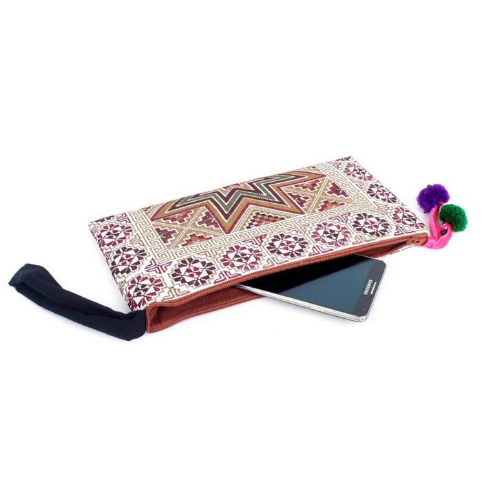 Tahj Embroidered Artisan Wristlet Clutch - Thailand
