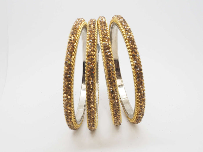 Tanisha2 - Thick Gold stone Bangles (Set of 4) - 04tt17 - Prachy Creations