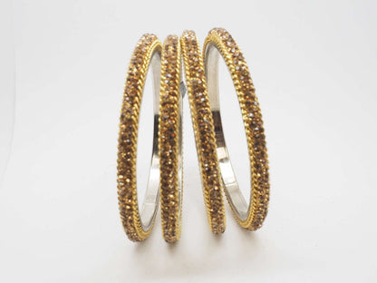 Tanisha2 - Thick Gold stone Bangles (Set of 4) - 04tt17 - Prachy Creations