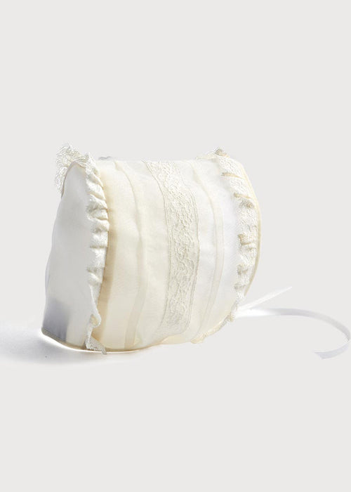 The Eden Cream Lace Christening Bonnet with Frill (3mths-2yrs) ACCESSORIES from Pepa London