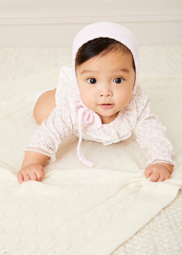 Tilly Floral Print Ruffle Collar Long Sleeve Blouse in Pink (1-6mths) BLOUSES from Pepa London
