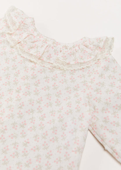 Tilly Floral Print Ruffle Collar Long Sleeve Blouse in Pink (1-6mths) BLOUSES from Pepa London