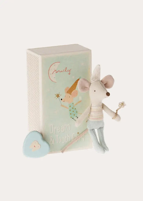 Tooth fairy mouse Little brother in a Matchbox in Blue from Pepa London