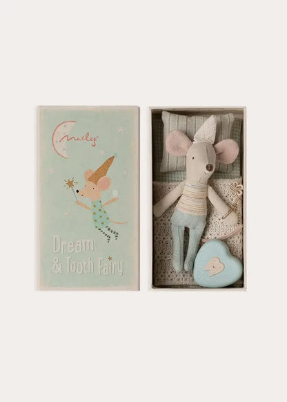 Tooth fairy mouse Little brother in a Matchbox in Blue from Pepa London