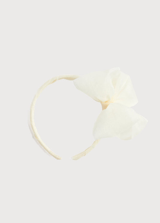 Traditional Big Bow Tulle Hairband in Ivory HAIR ACCESSORIES from Pepa London
