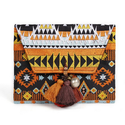 Tribal Clutch with Tassels & Bells - Thailand
