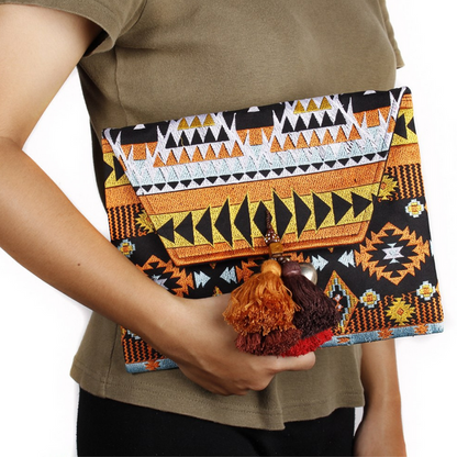 Tribal Clutch with Tassels & Bells - Thailand