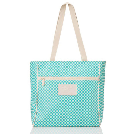ALOHA COLLECTION - Tiny Check Go-To Tote | Blue Lagoon Sandstone