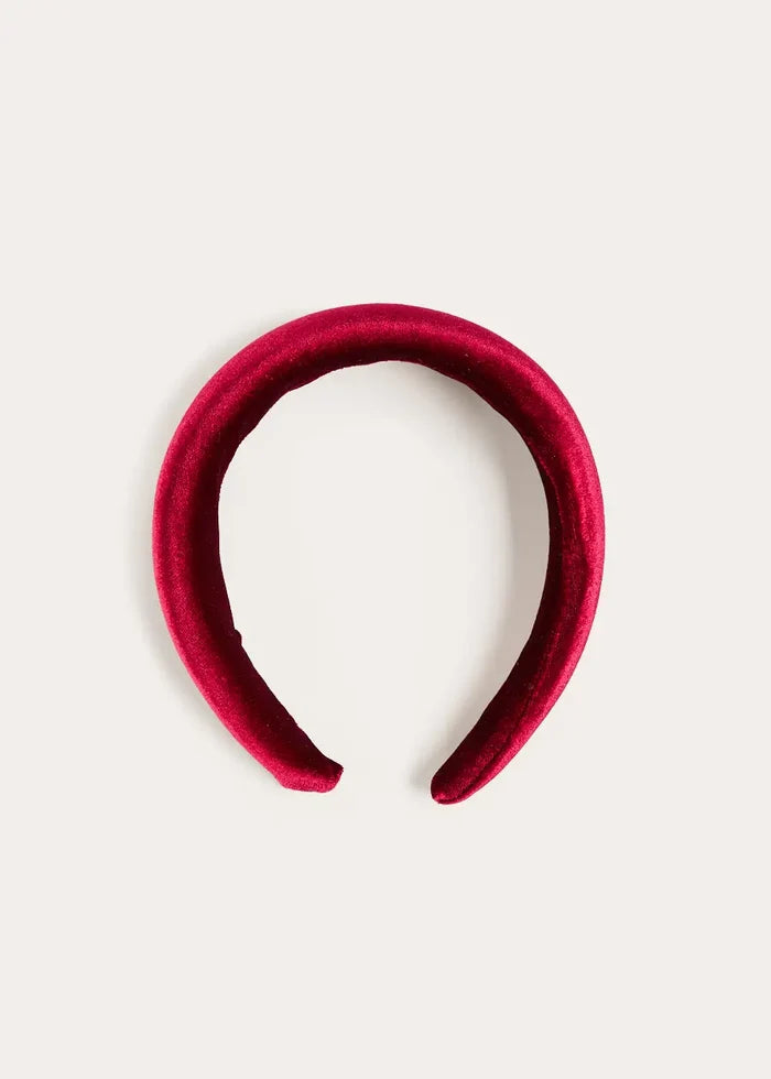 Velvet Padded Hairband in Burgundy HAIR ACCESSORIES from Pepa London