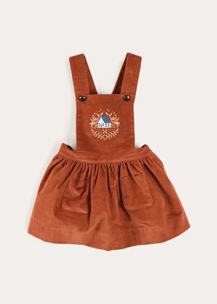 Velvet Skirt with Braces in Toffee (18mths-5yrs) SKIRTS from Pepa London