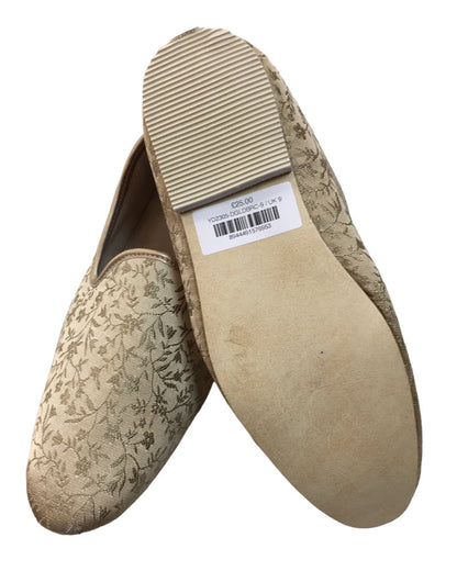 Very Comfortable Dark Gold Brocade Loafer Style Mojri - Indian Mens shoes - Mojari , Khossay -  YD2305