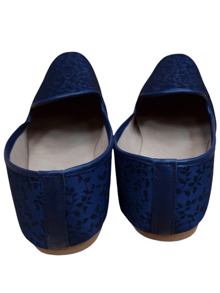 Very comfortable Dark Navy Blue Self Woven Loafer style Mojri - Indian Mens shoes - Mojari, Khossay -  YD2207 C
