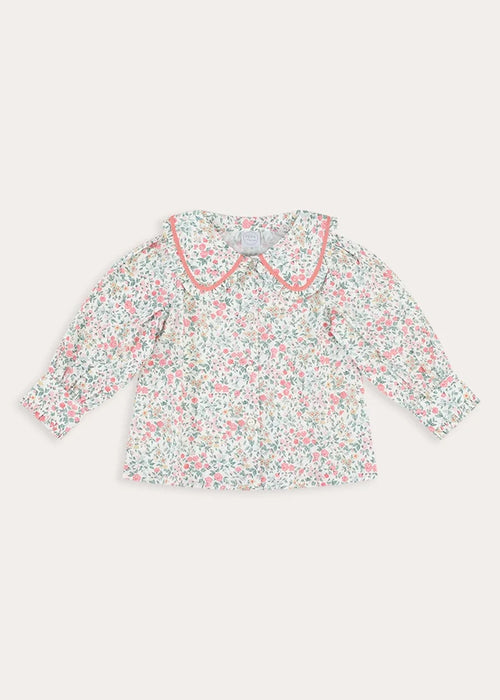 Violet Floral Frill Collar Detail Blouse in Pink (18mths-10yrs) Blouses from Pepa London