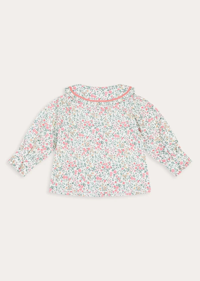 Violet Floral Frill Collar Detail Blouse in Pink (18mths-10yrs) Blouses from Pepa London
