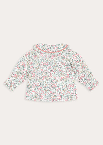 Violet Floral Frill Collar Detail Blouse in Pink (18mths-10yrs) Blouses from Pepa London