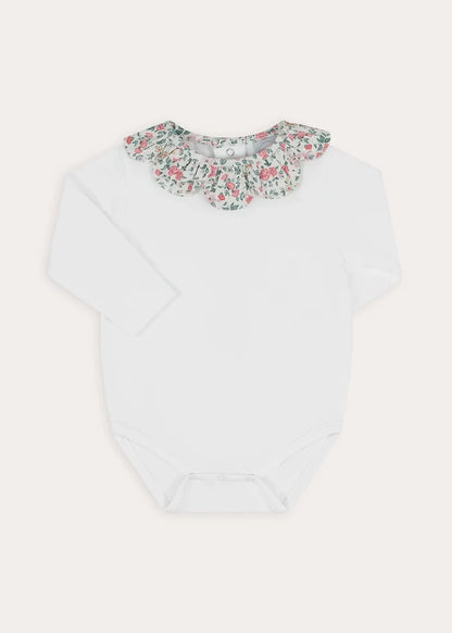 Violet Floral Petal Collar Bodysuit in Pink (1mth-3yrs) Tops & Bodysuits from Pepa London