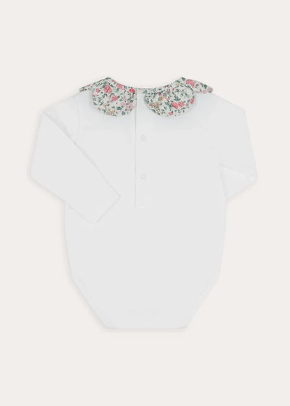 Violet Floral Petal Collar Bodysuit in Pink (1mth-3yrs) Tops & Bodysuits from Pepa London