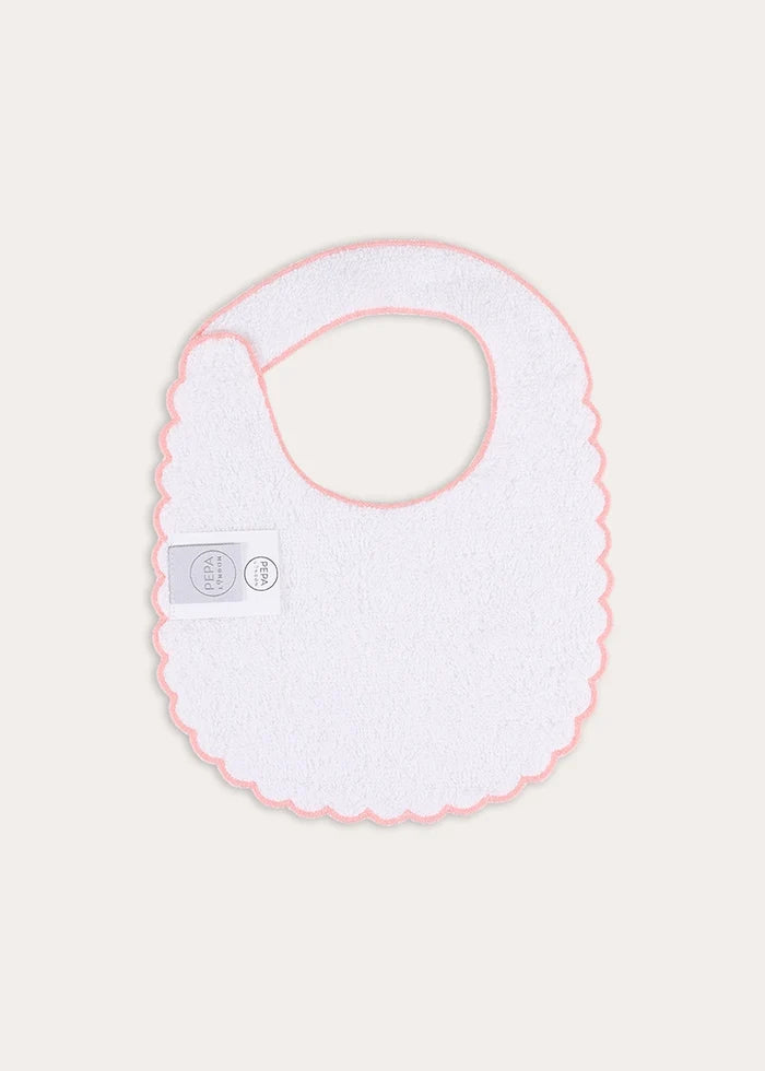 Violet Floral Pink Scallop Edge Bib in Pink Accessories from Pepa London