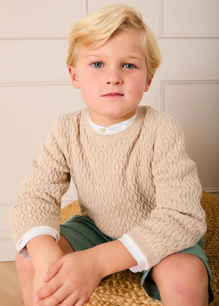 Wave Knit Jumper in Beige (3-10yrs) KNITWEAR from Pepa London