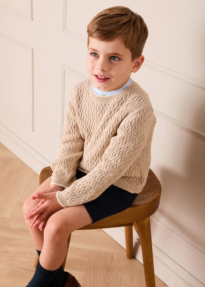 Wave Knit Jumper in Beige (3-10yrs) KNITWEAR from Pepa London