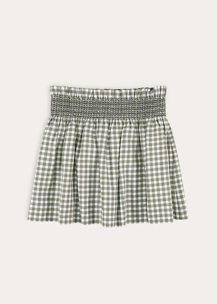 Westbury Gingham Elasticated Waist Skirt in Green (3-10yrs) Skirts from Pepa London