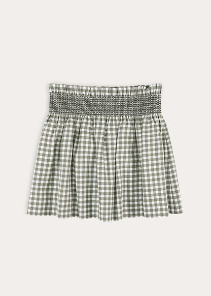 Westbury Gingham Elasticated Waist Skirt in Green (3-10yrs) Skirts from Pepa London
