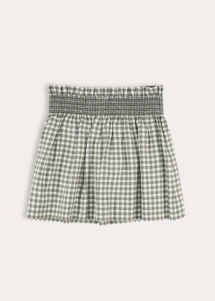 Westbury Gingham Elasticated Waist Skirt in Green (3-10yrs) Skirts from Pepa London