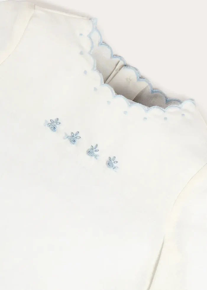 Whale Embroidered Scallop Edge Two Piece Set in Blue (1-6mths) TWO PIECE SETS from Pepa London