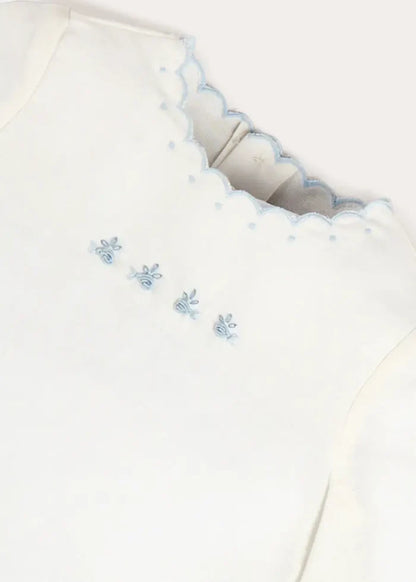 Whale Embroidered Scallop Edge Two Piece Set in Blue (1-6mths) TWO PIECE SETS from Pepa London