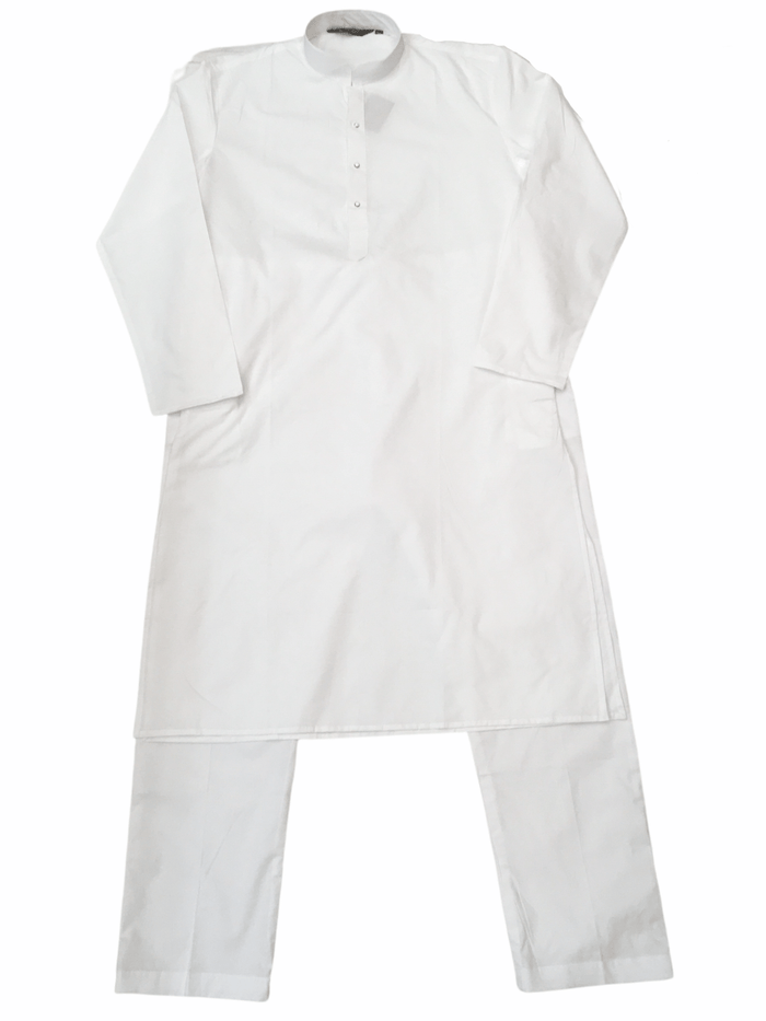 Mens Indian Kurta set in White , Temple, Pooja, Eid, Mehndi or Funeral ( with Draw stringed trousers) - Cello 09KK20 - Prachy Creations