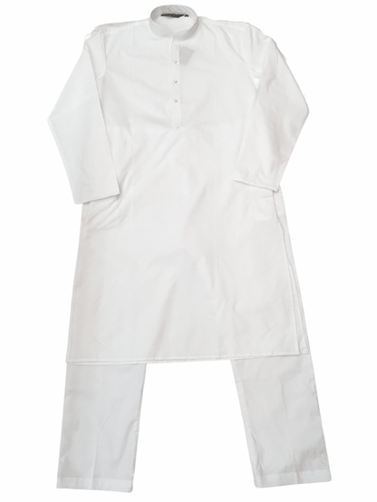 Mens Indian Kurta set in White , Temple, Pooja, Eid, Mehndi or Funeral ( with Draw stringed trousers) - Cello 09KK20 - Prachy Creations
